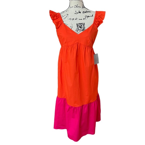 Donna Morgan Dresses & Skirts - Donna Morgan cotton tiered flutter sleeve midi sundress ladies size 6P orange